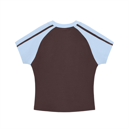 Daisies Contrast Stripes Bodycon Raglan  Sleeve T-Shirt
