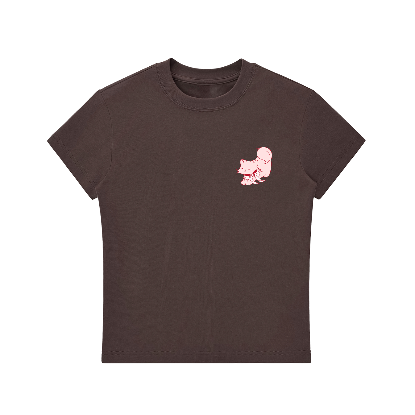 Cat with Bow Essential Bodycon Crewneck T-Shirt