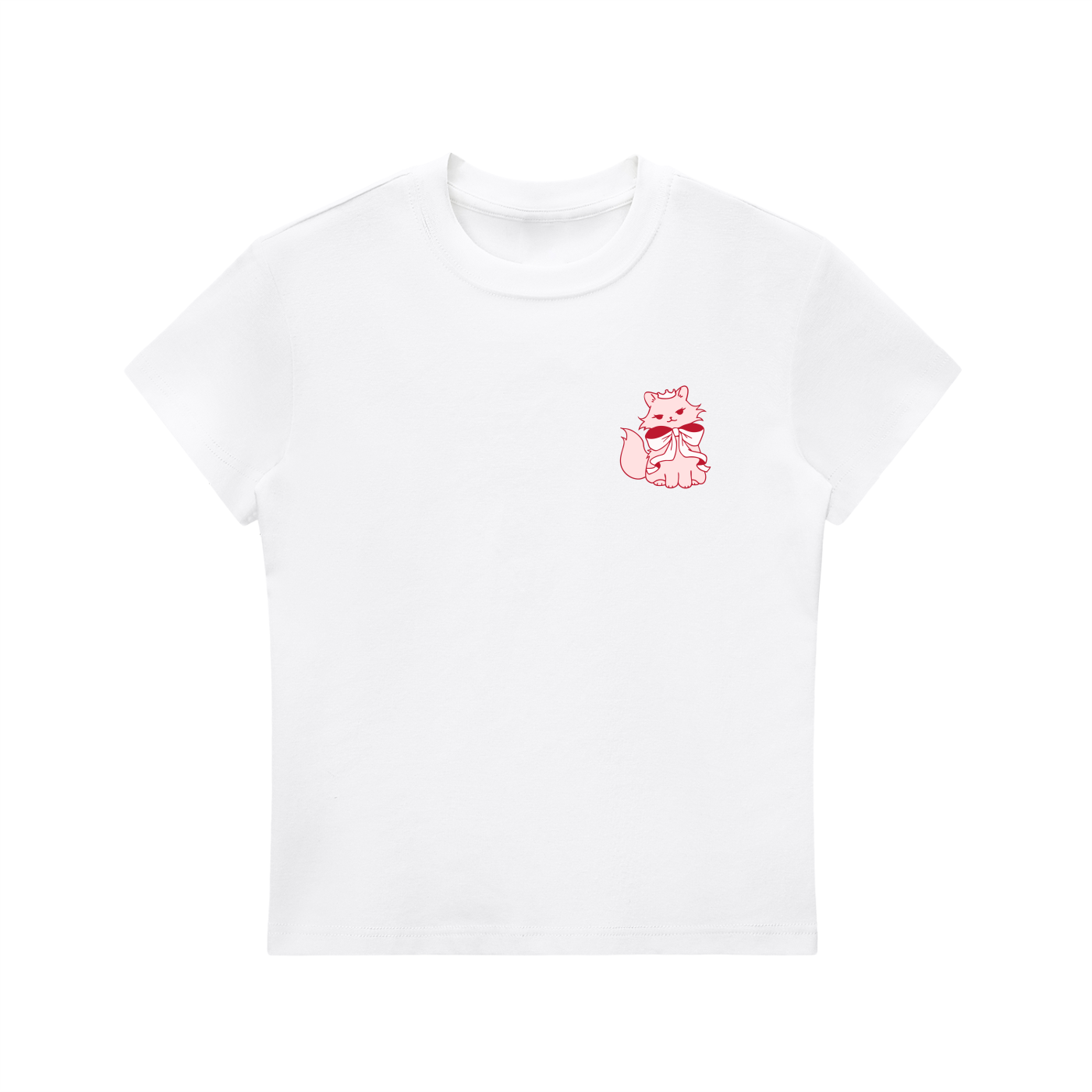Cat with Bow Essential Bodycon Crewneck T-Shirt