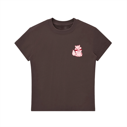Cat with Bow Essential Bodycon Crewneck T-Shirt