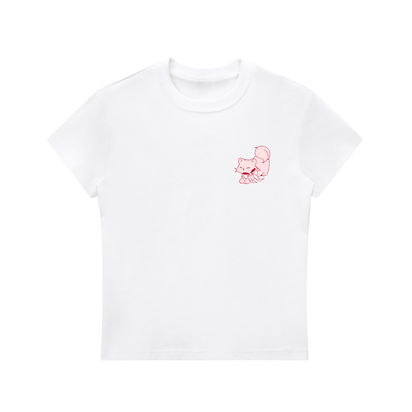 Cat with Bow Essential Bodycon Crewneck T-Shirt