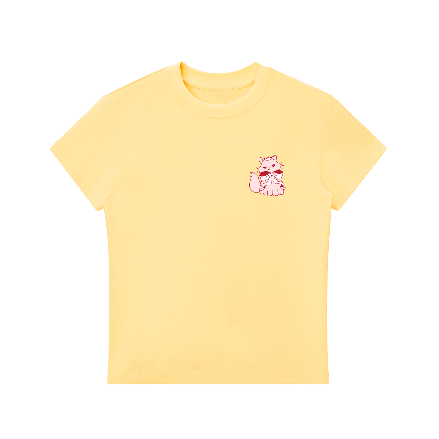 Cat with Bow Essential Bodycon Crewneck T-Shirt