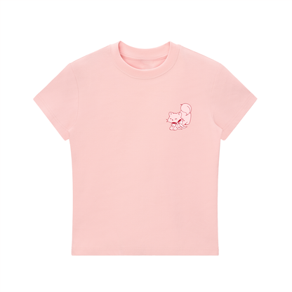Cat with Bow Essential Bodycon Crewneck T-Shirt